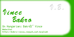 vince bakro business card